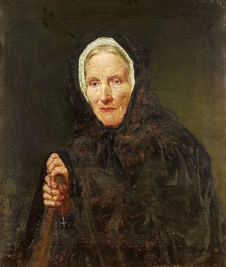 Carl d Unker Old Woman with a Rosary Germany oil painting art